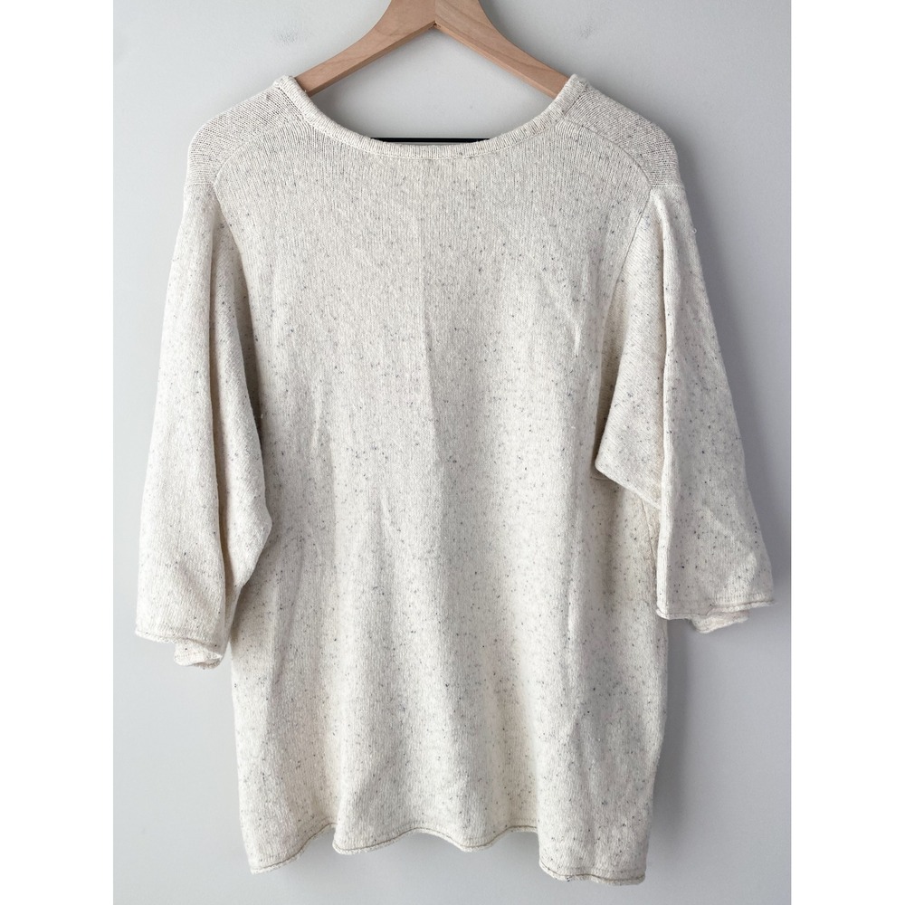 Pure J Jill Womens Wool Pullover L Ivory V Neck Knit Quiet Luxury Coastal - Picture 5 of 10